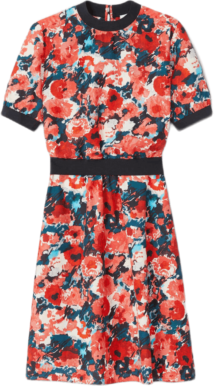 Fitted ´aquarelle´ Midi Dress Orange, Female, Apparels, skirts & dresses, Multi color, 38