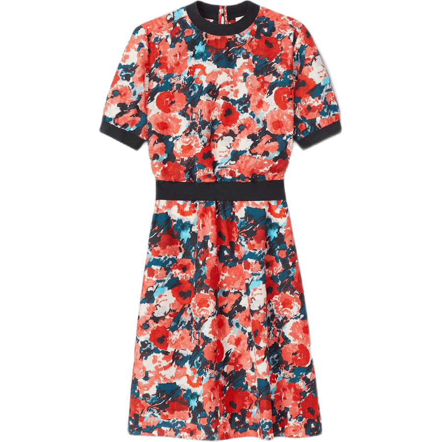 Fitted ´aquarelle´ Midi Dress Orange