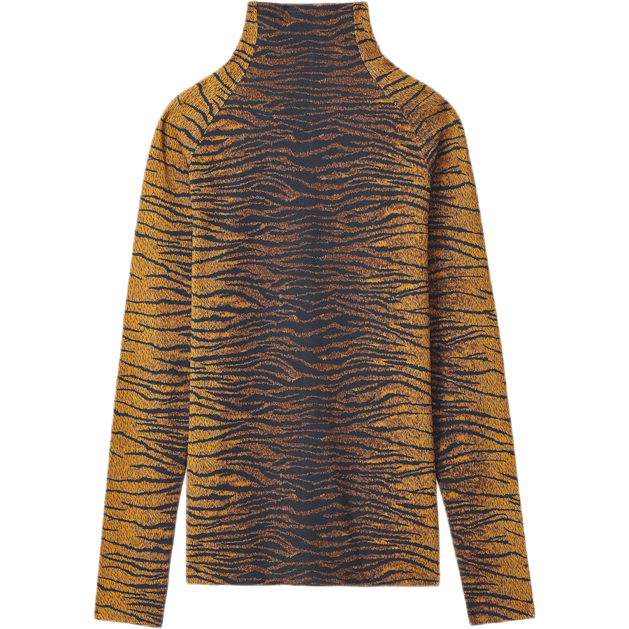 High Collar Long Sleeve Top Khaki