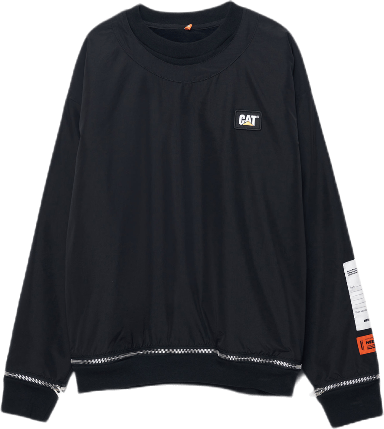 Cat Zip Crewneck Nylon Double Black