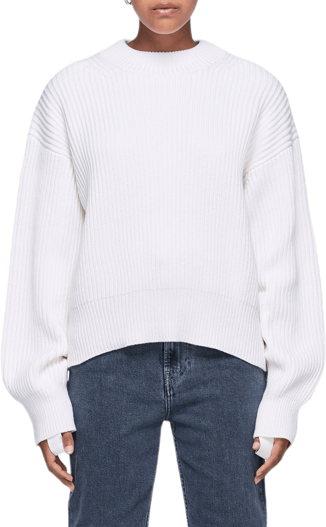 Wool Cotton Crewneck White, Female, Vêtements, sweats à capuche et pulls molletonnés, Blanc, M