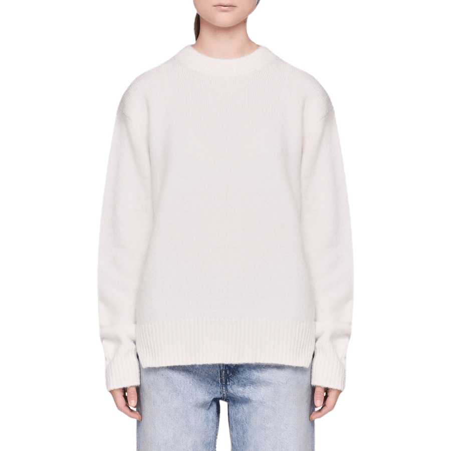 Brushed Alpaca Open Sweater White