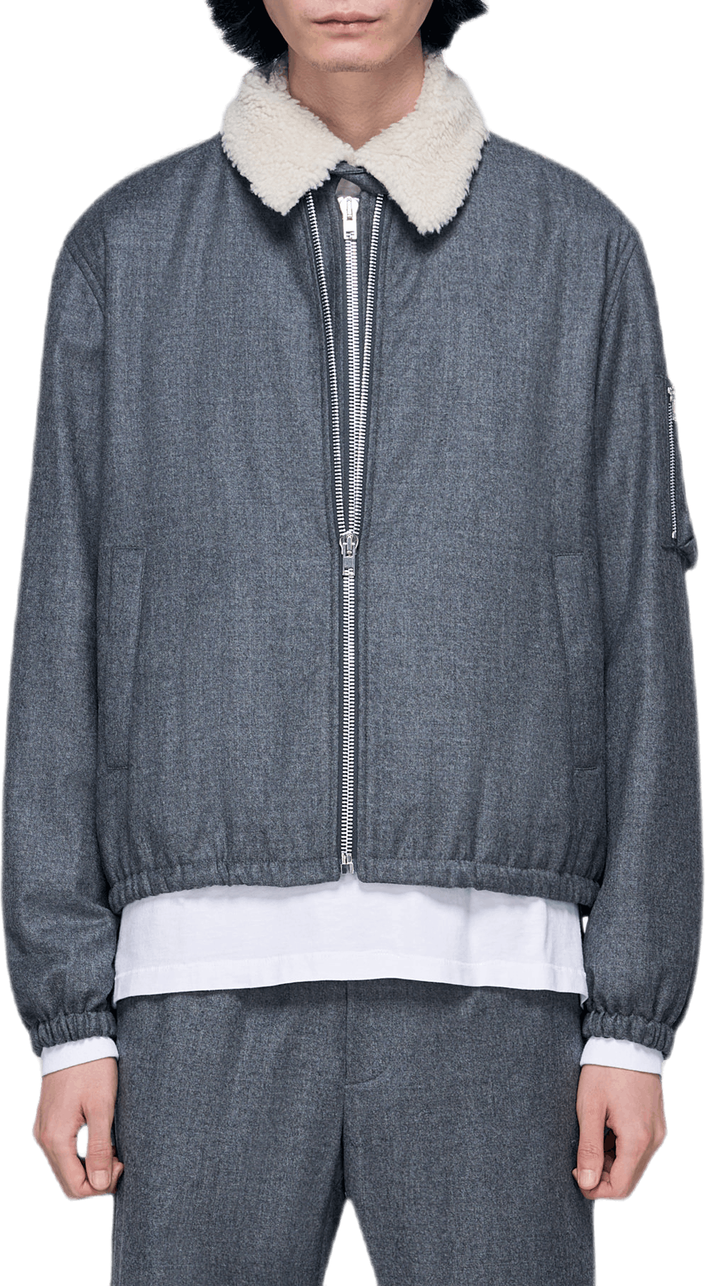 Padded Flannel Bomber Gray, Male, Apparels, jackets, Black, L