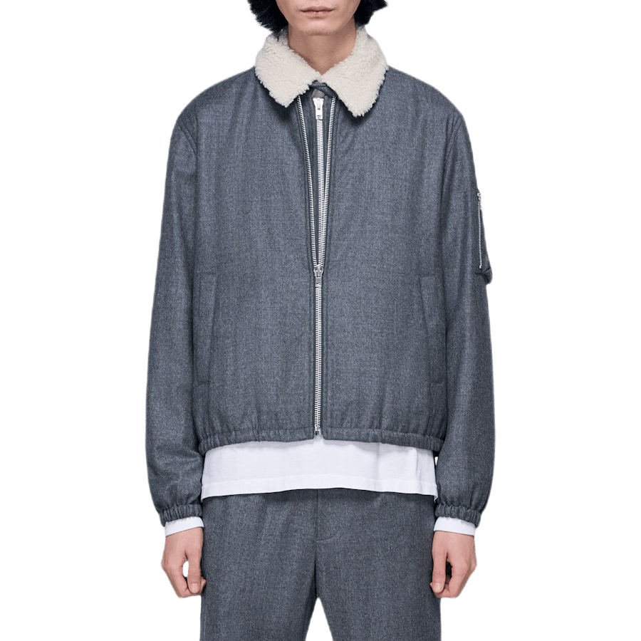 Padded Flannel Bomber Gray