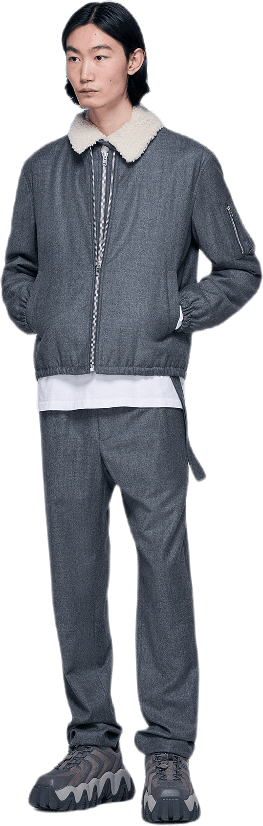 Padded Flannel Bomber Gray - Bild 2