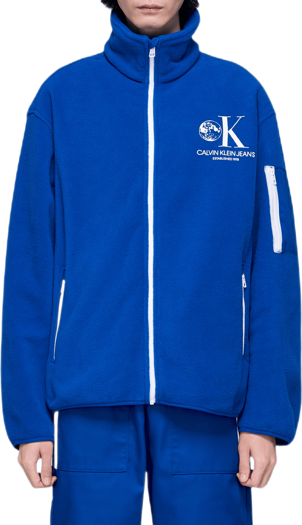 Graphic Fleece Jacket Blue