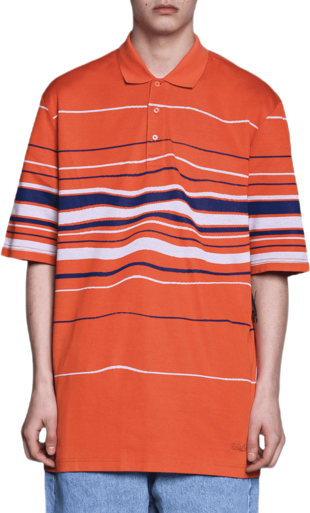 Striped Polo Orange, Male, Kleding, Tops, Oranje, XL