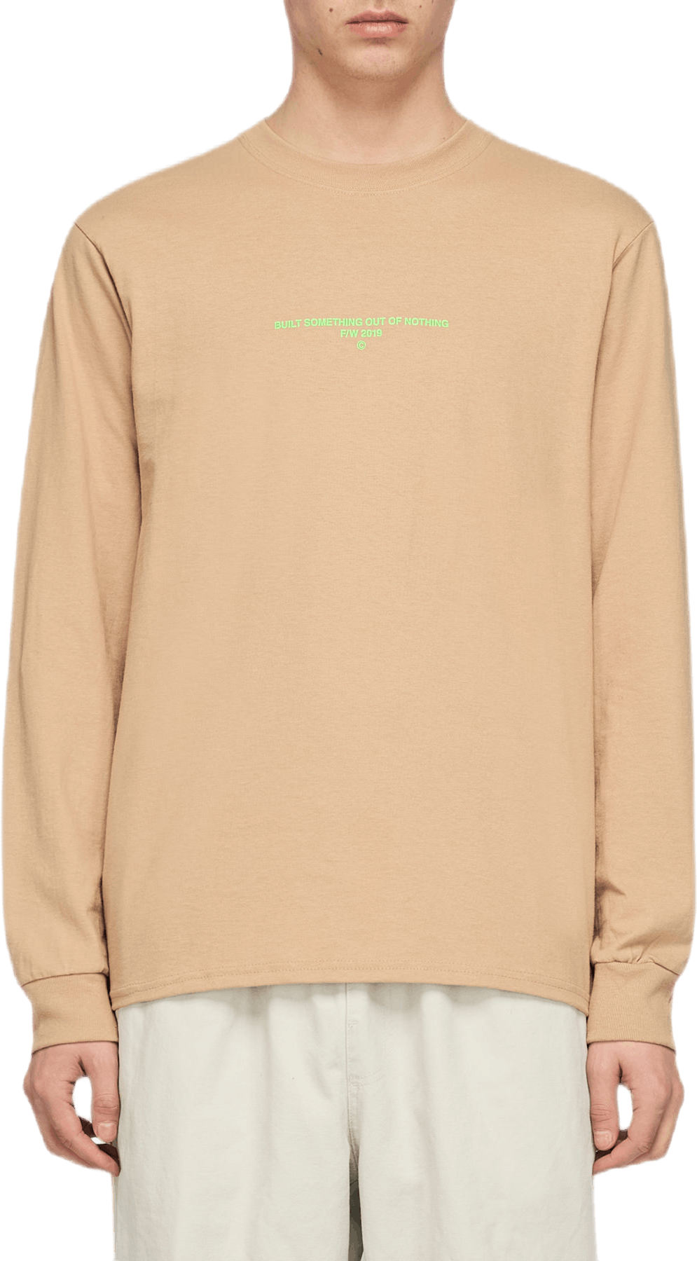 Logo Long Sleeve Khaki, Male, Abbigliamento, Tops, Beige, XXL