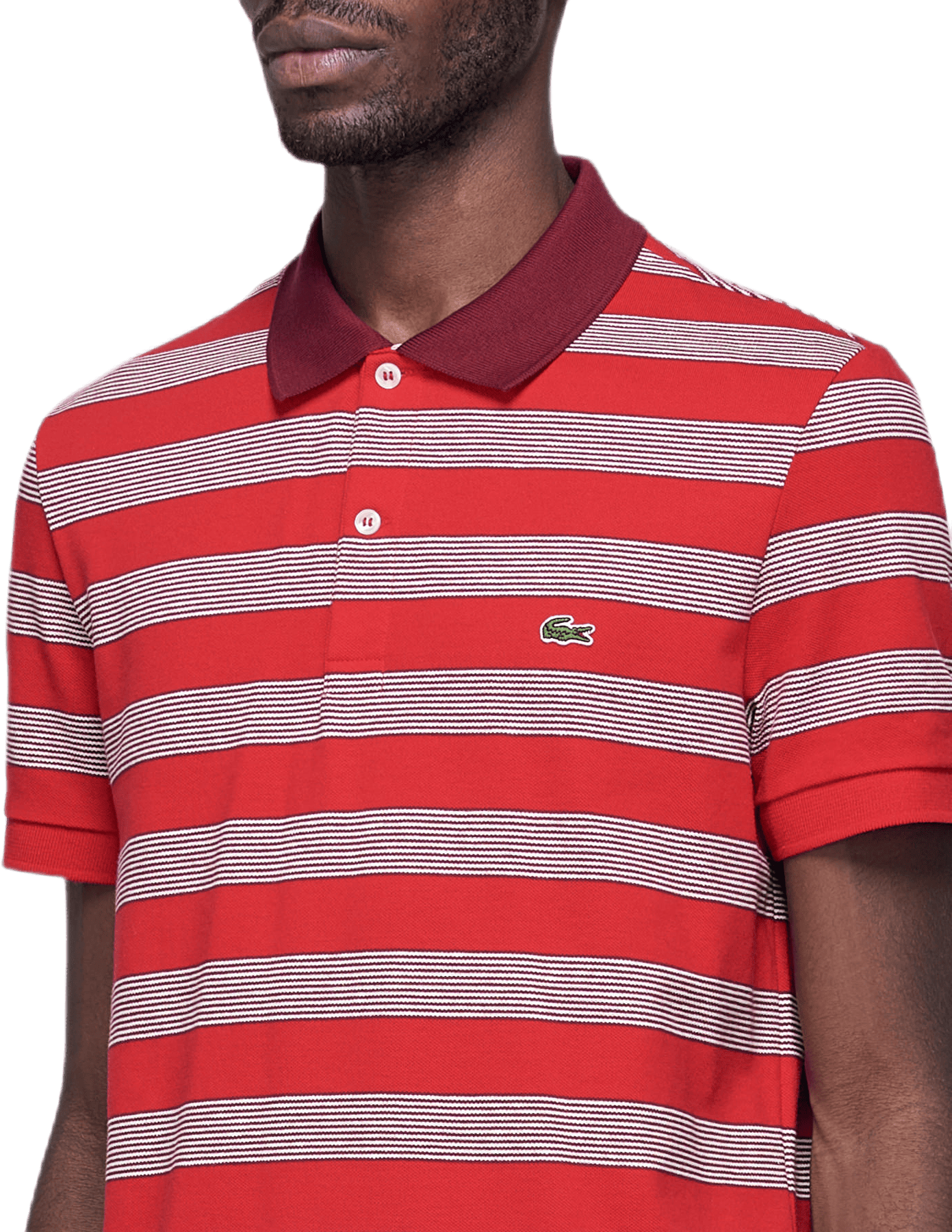 Piqué Polo Striped Shirt Red - Bild 2