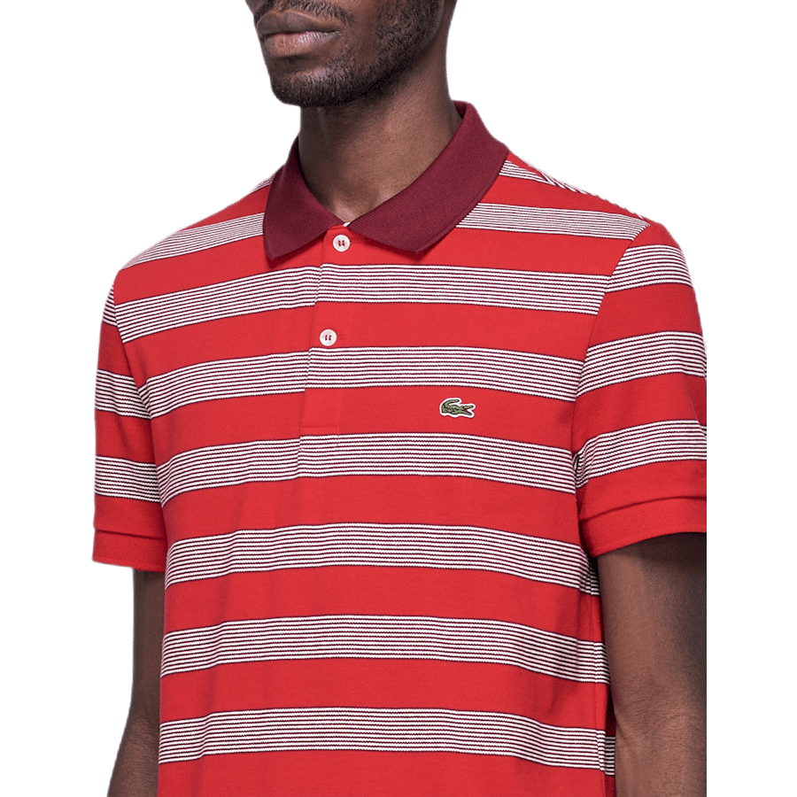 Piqué Polo Striped Shirt Red - Bild 2