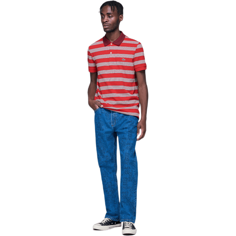 Piqué Polo Striped Shirt Red - Bild 4