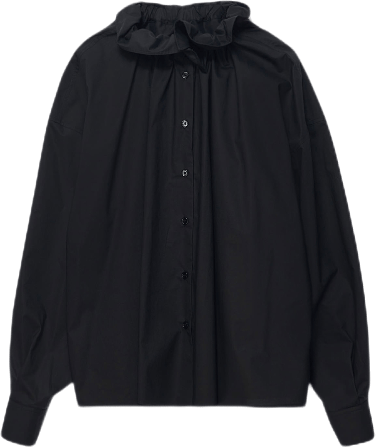 Oversized Ruffle Collar Shirt Black
