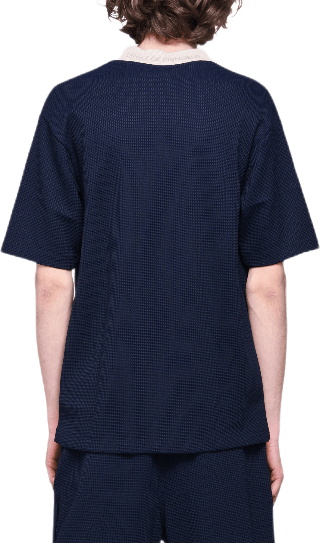 V-neck Textured T-shirt Blue - Bild 3