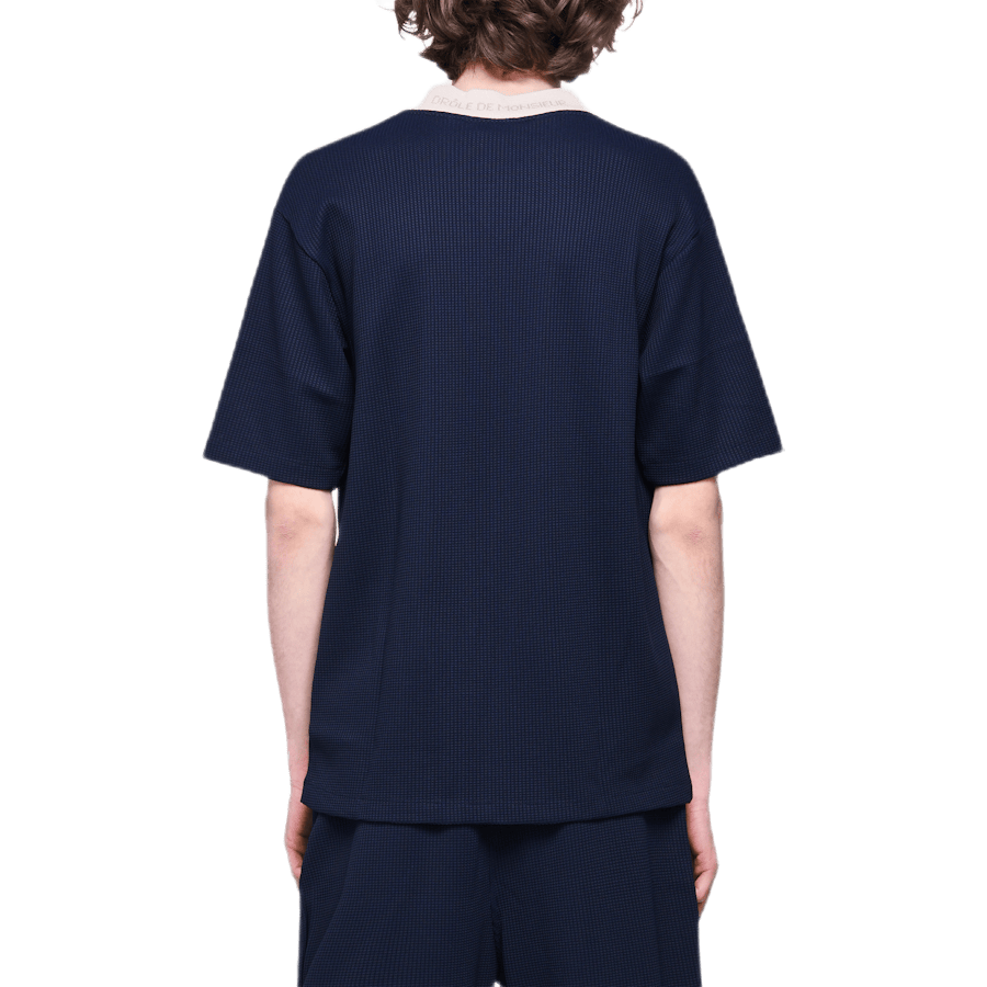 V-neck Textured T-shirt Blue - Bild 3