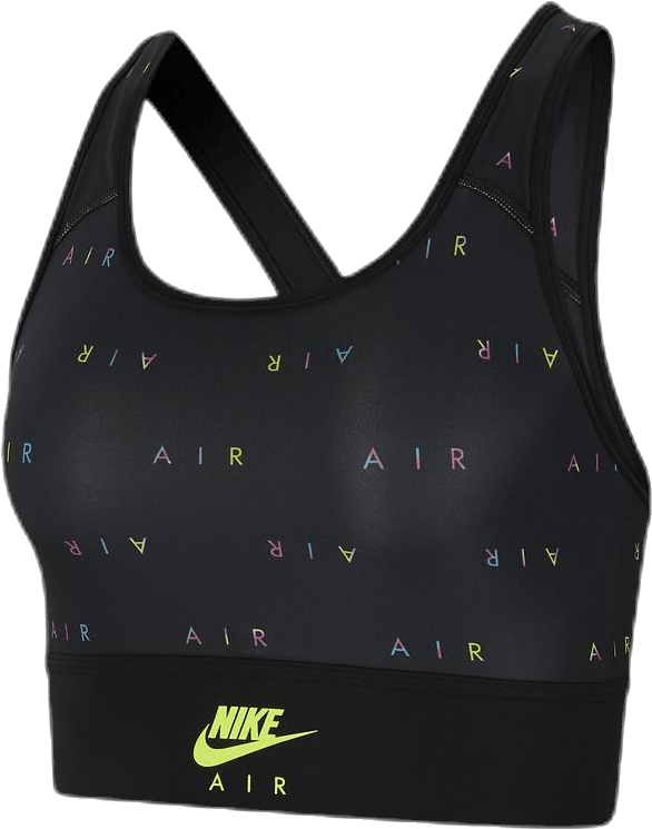 Swoosh Air Bra Print Black/Yellow, Female, Kleding, Sport bh, Rennen, Zwart, XS