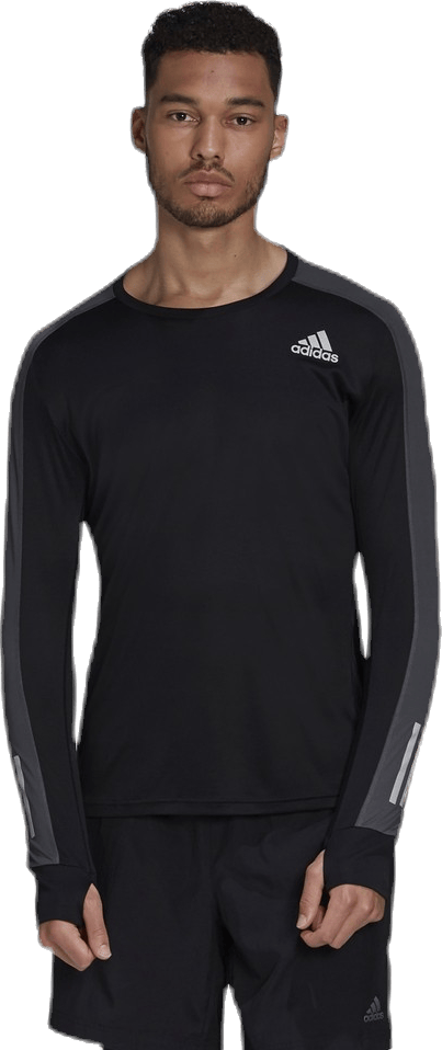 Own The Run LS Black/Grey, Male, Apparels, Shirts, Running, Black, XL