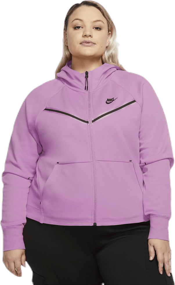 Nsw tch flc wr hoody fz plus Pink, Female, Kläder, Skjortor, Rosa, XL