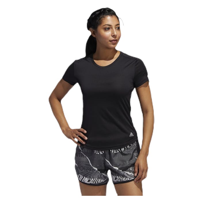 Adidas Run It Short Sleeve Tee Women Black, Female, Apparels, T-shirt, Running, Black, XL
