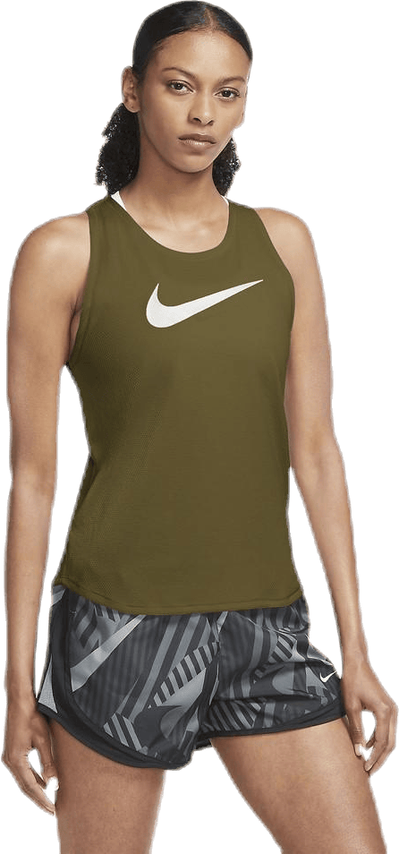 Swoosh Run Tank White/Green, Female, Apparels, Tops, Running, Green, XL
