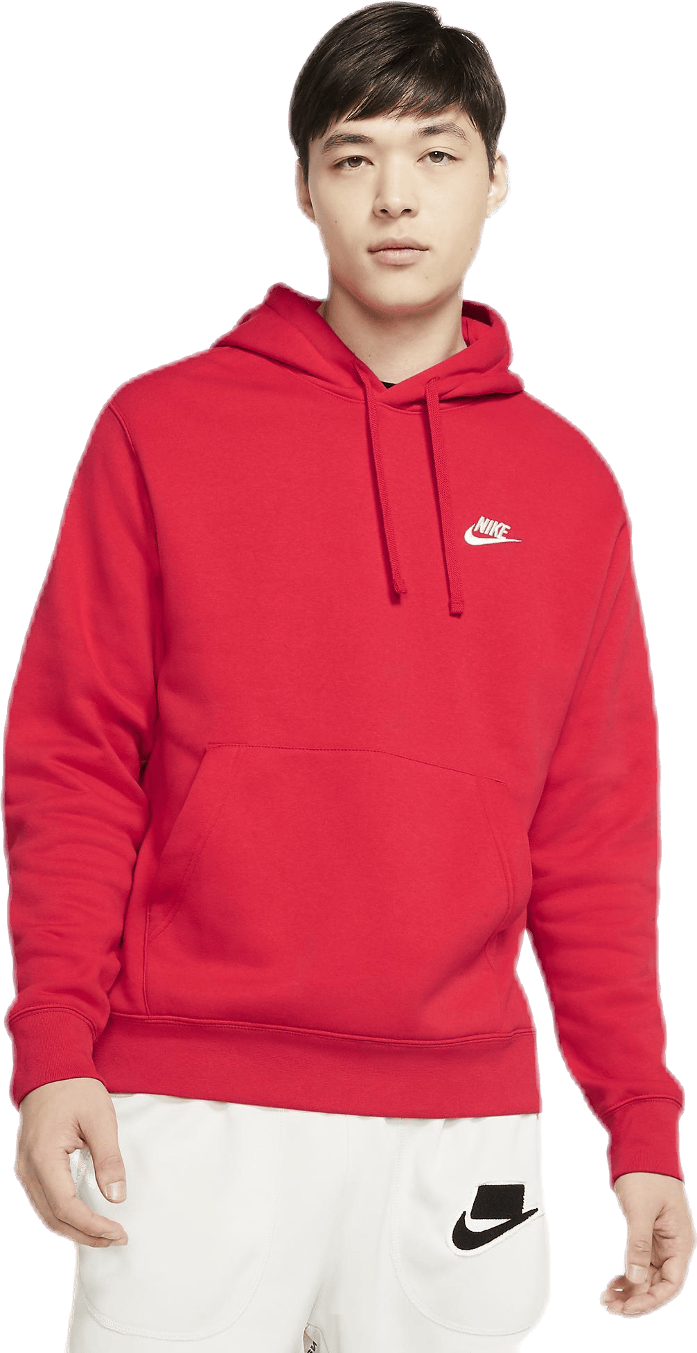 Sportswear Club Fleece Pullover Hoodie UNIVERSITY RED/UNIVERSITY RED/WHITE, Male, Vêtements, Chemises, Rouge, XL