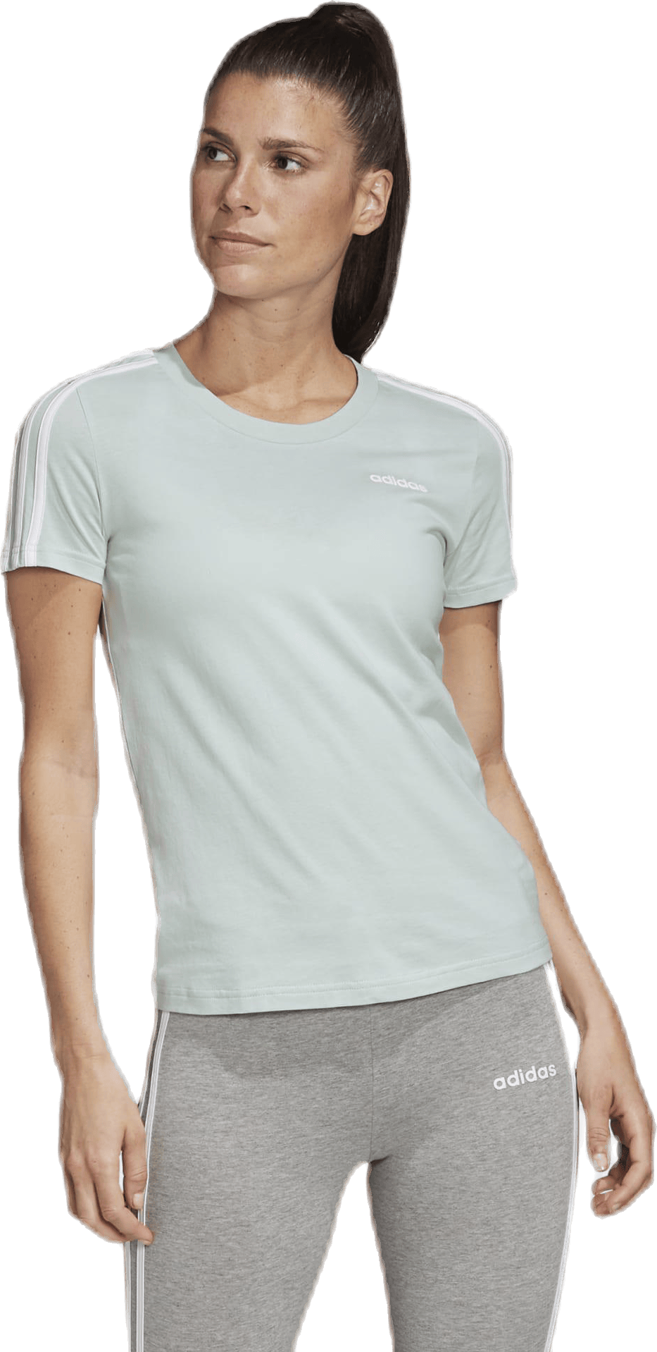 Essentials 3S Slim Tee Green Tint / White, Female, Apparels, T-shirt, White, M
