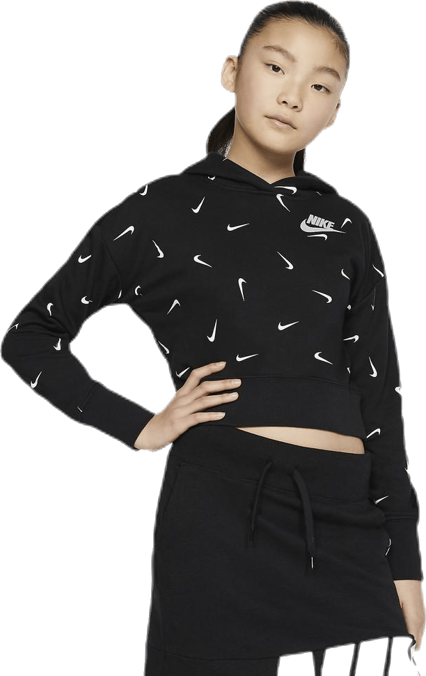 Swooshfetti Crop Hoodie Jr White/Black