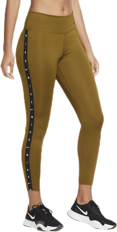 One Tight 7/8 GRX Taping Black/Green, Female, Apparels, Leggings, Workout, Brown, S