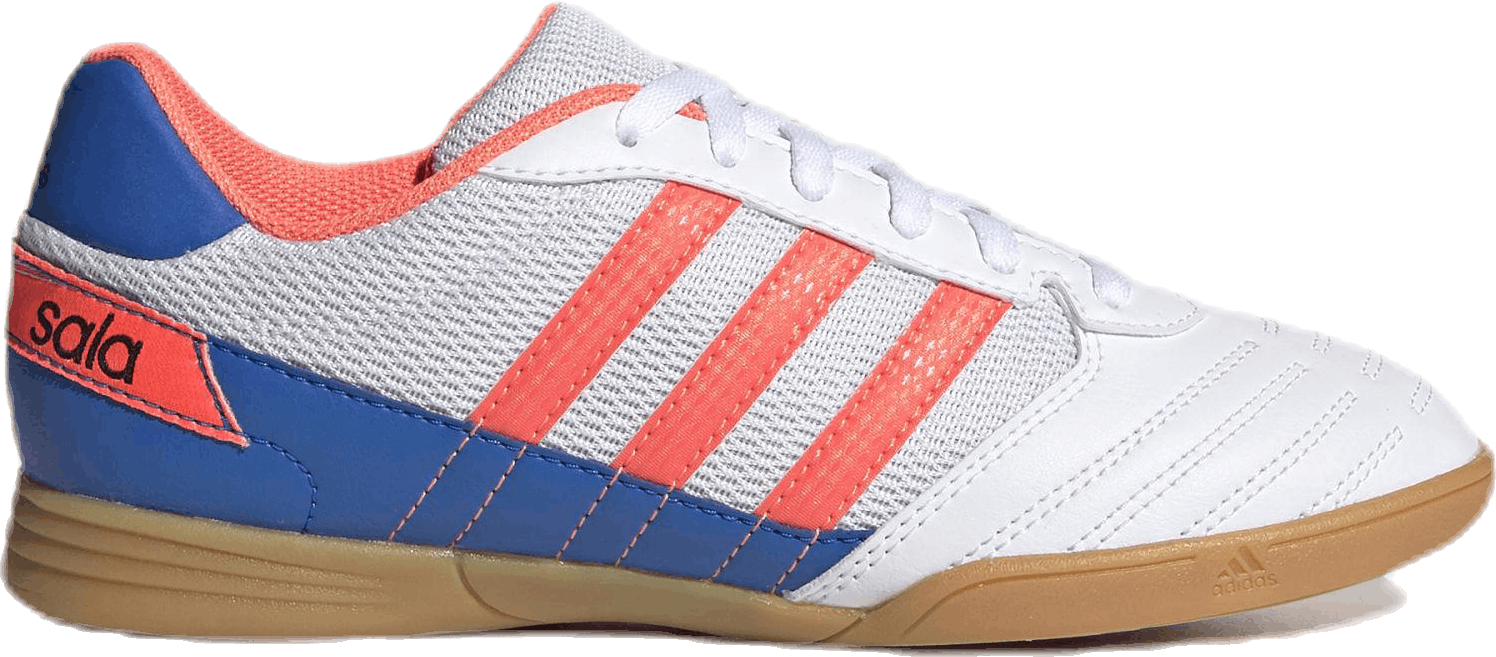 Super Sala Boots Cloud White / Signal Coral / Glow Blue, Unisex, Skor, Fotbollskor, Fotboll, Rosa/Vit, EU 33