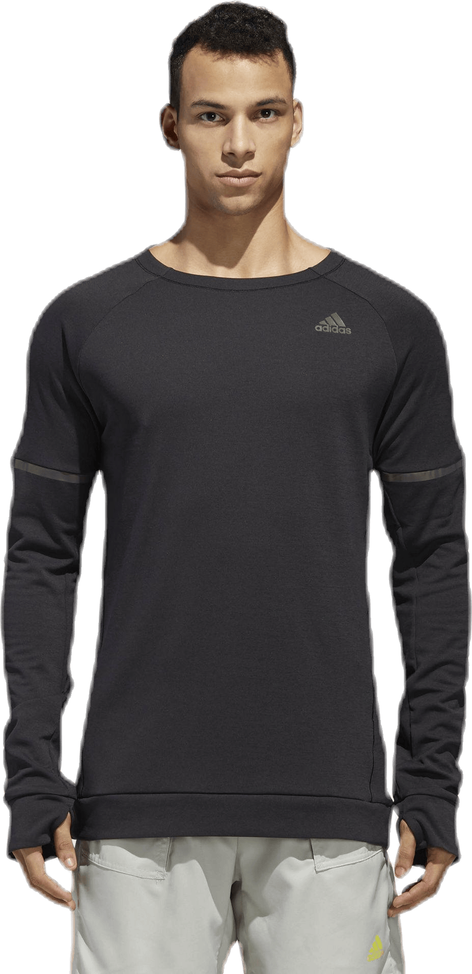 Sn Run Cru M Black, Male, Apparels, Shirts, Running, Black, XXL