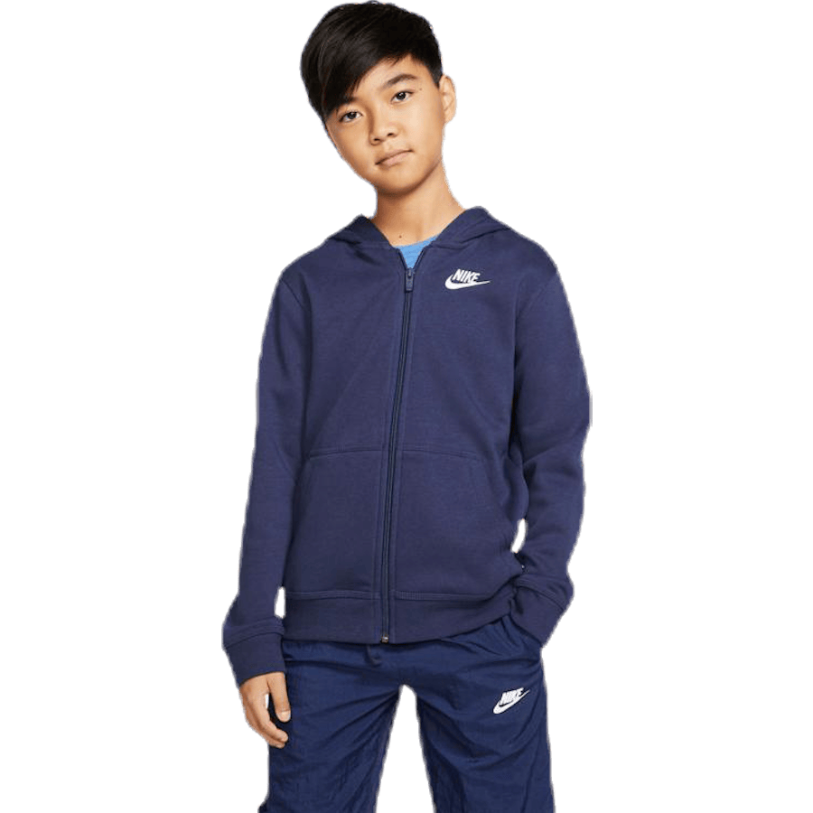 Sportswear Club Big Kids’ Full-Zip Hoodie MIDNIGHT NAVY/MIDNIGHT NAVY/WHITE