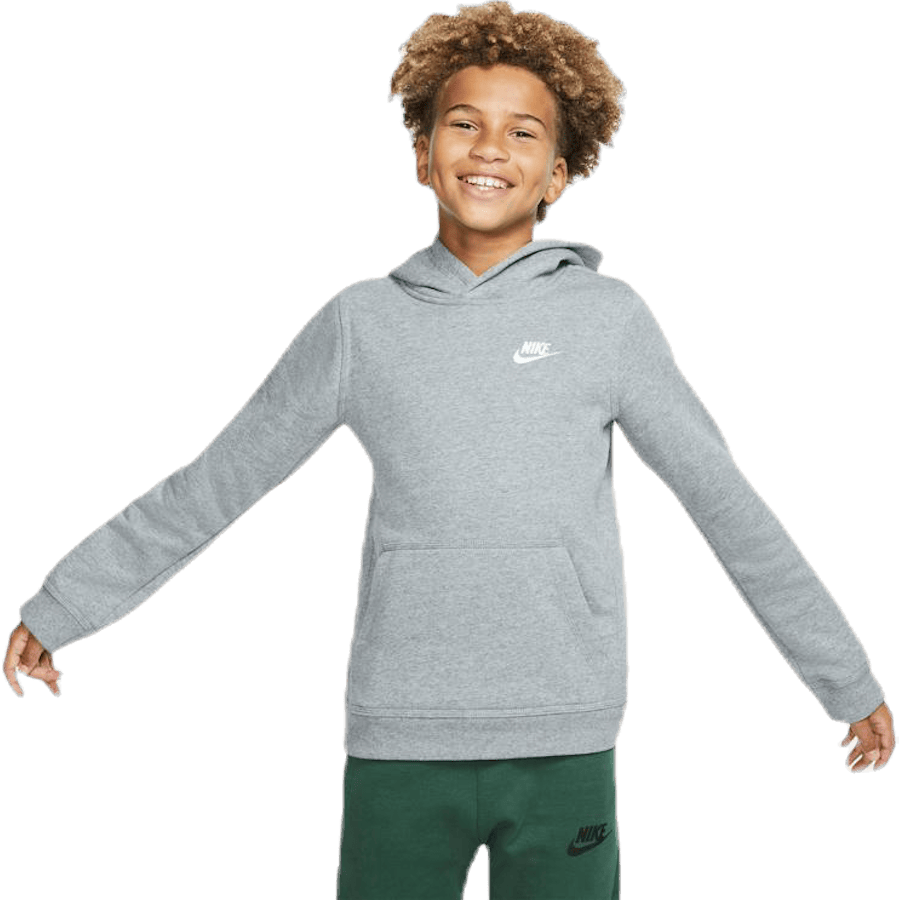 Sportswear Club Big Kids’ Pullover Hoodie CARBON HEATHER/WHITE