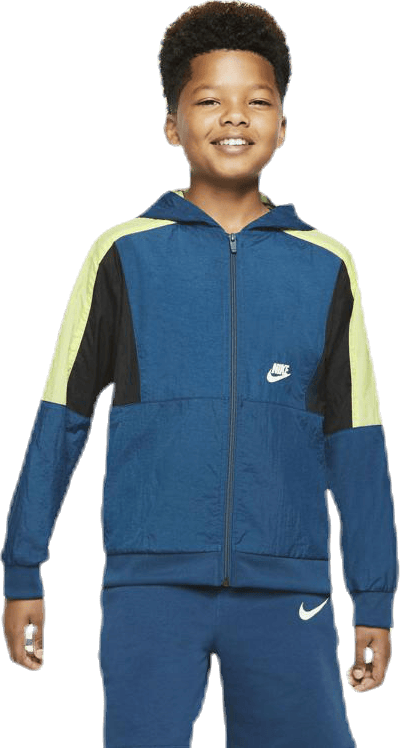 Woven Front Zip Training Junior Blue/Green, Unisex, Apparels, Shirts, Blue, L