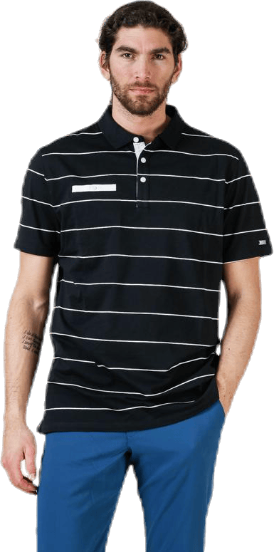 Player Striped Polo White/Black, Male, Apparels, T-shirt, Golf, Black, XXL