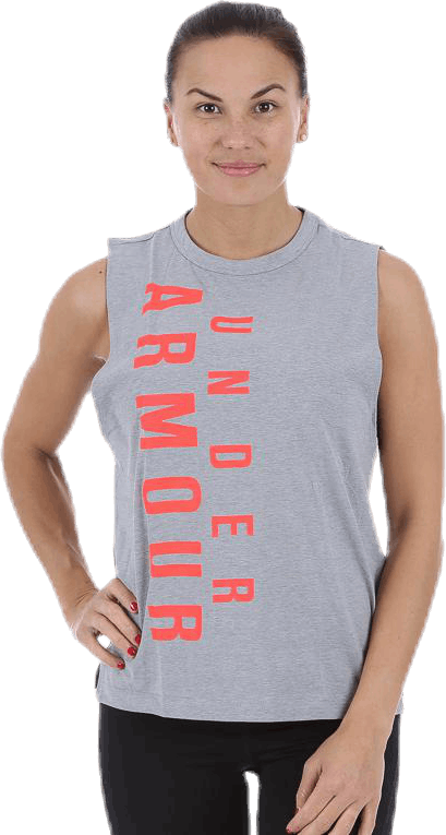 Exploded Wordmark Muscle Grey, Female, Kleding, Tops, Training, Grijs, XL