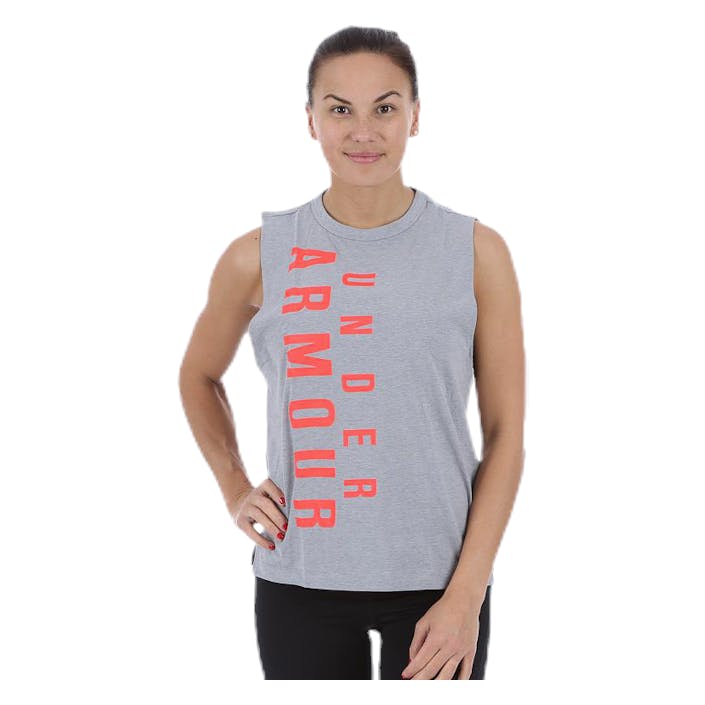 Exploded Wordmark Muscle Grey, Female, Apparels, Tops, Workout, Grey, XS