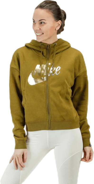 Rally Metallic FZ Hoodie Green, Female, Apparels, Shirts, Green, XS