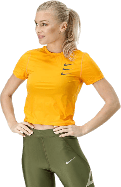 Running Division Top Crop Orange, Female, Apparels, T-shirt, Running, Orange, L