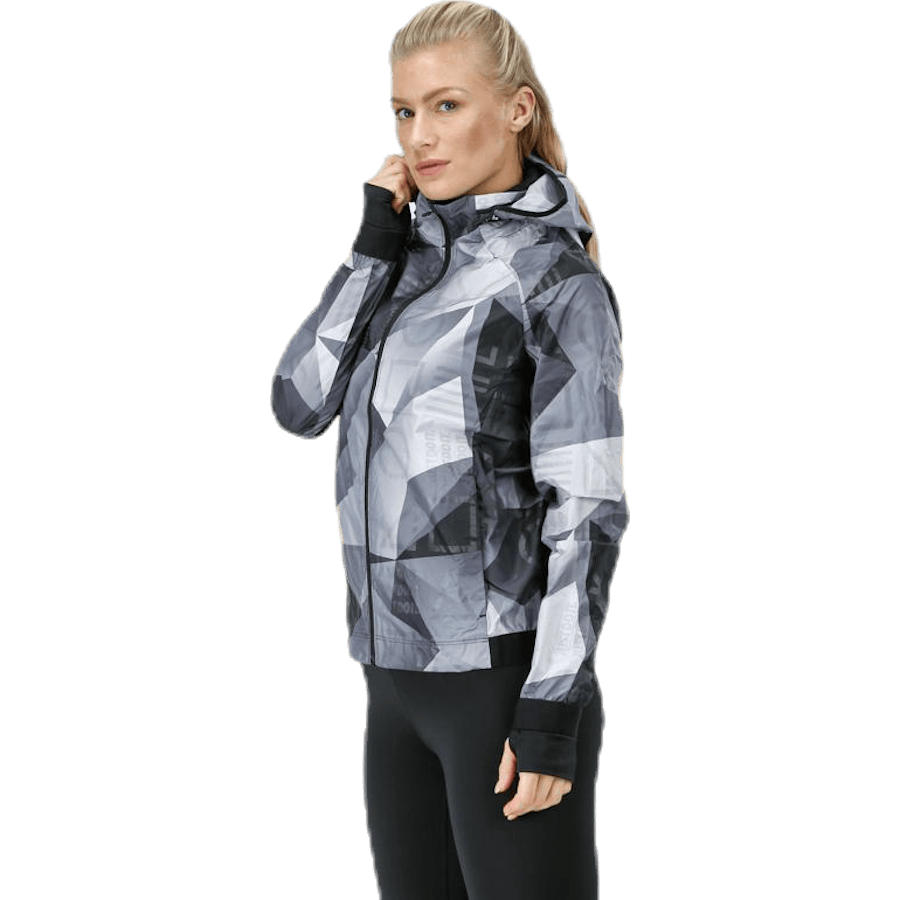 Shield Hood Printed Flash Jacket Black