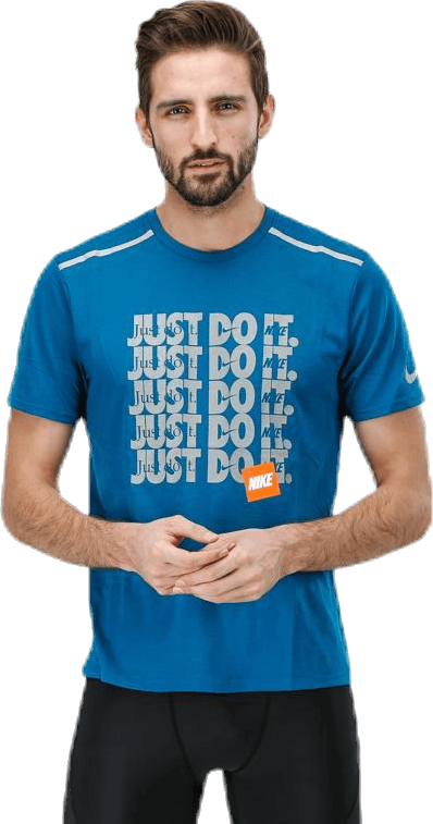 Breathe Rise 365 Flash Top Blue, Male, Apparels, T-shirt, Running, Blue, XL