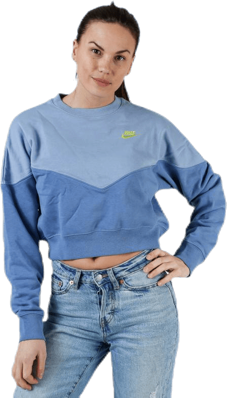 Heritage Fleece Crew Blue, Female, Kleding, Overhemden, Blauw, S