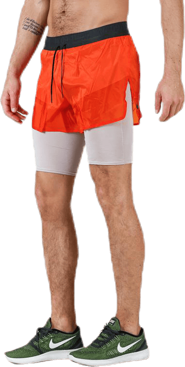 2'' 2in1 Short Teck Pack Patterned, Male, Apparels, Shorts, Running, Orange, S