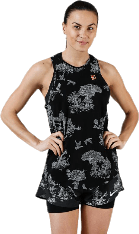 Seasonal Tank Patterned/Black, Female, Odevy, sukne a šaty, Tenis, Čierna, M