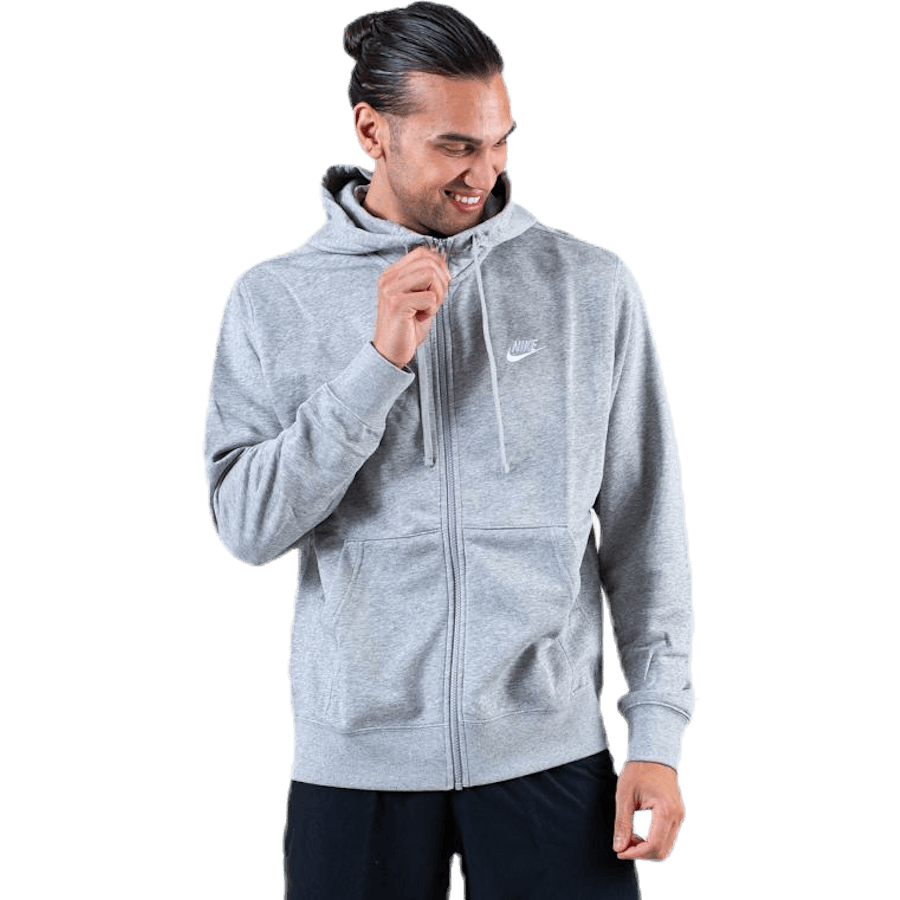Sportswear Club Men's Full-Zip Hoodie DK GREY HEATHER/MATTE SILVER/WHITE