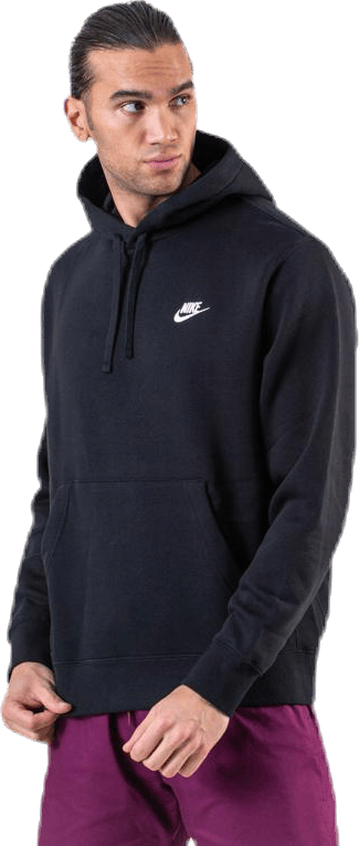 Sportswear Club Fleece Pullover Hoodie BLACK/BLACK/WHITE, Male, Kleding, Overhemden, Zwart, XXL