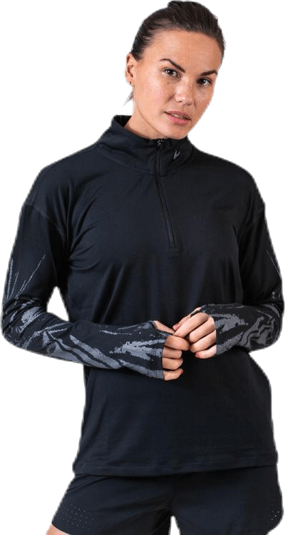 Element Flsh Half-Zip Black/Silver, Female, Apparels, Shirts, Running, Black, S