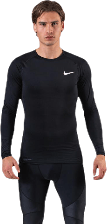 Pro LS Top White/Black, Male, Apparels, T-shirt, Workout, Black, S