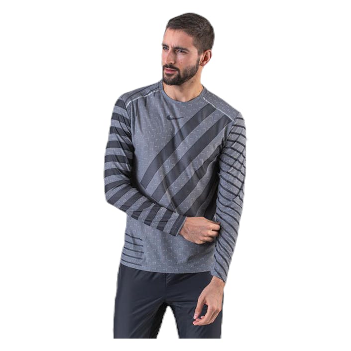 Tech Knit Cool LS Black/Grey, Male, Aparelhos, Camisas, Corrida, Cinzento, XL