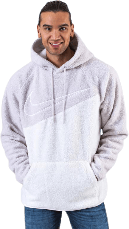Swoosh Hoodie Fleece White/Grey