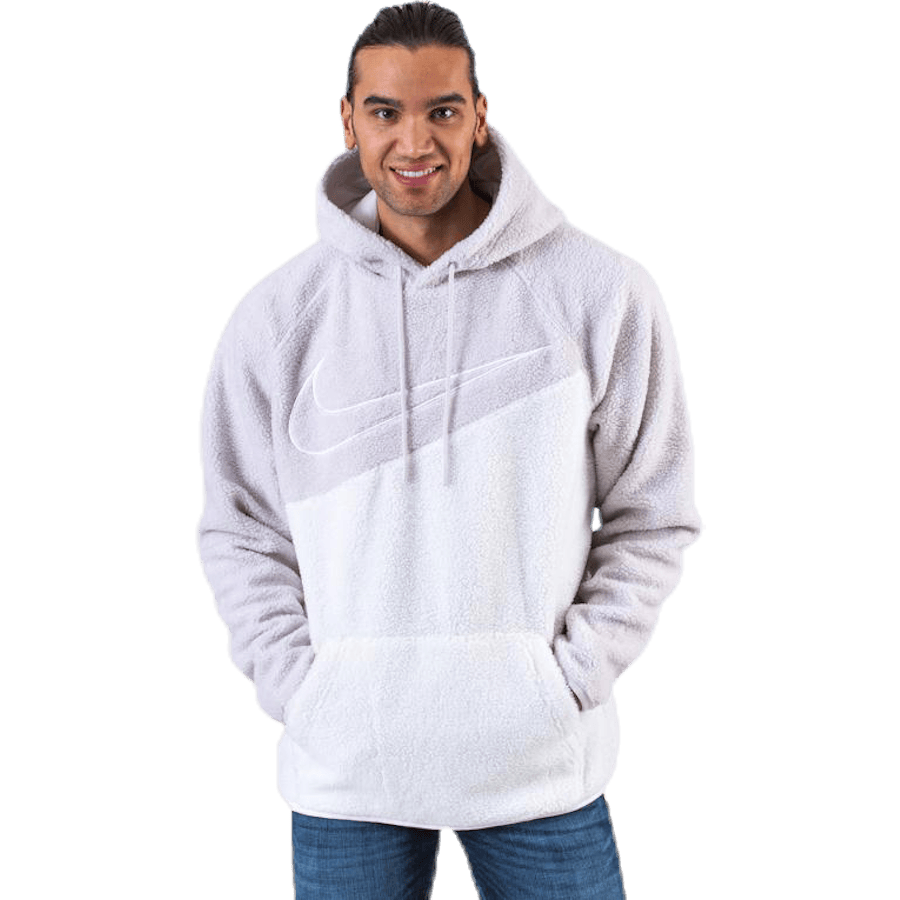 Swoosh Hoodie Fleece White/Grey
