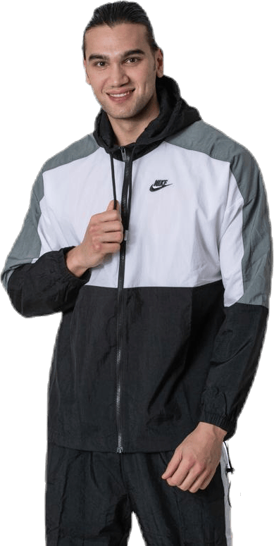 Hooded Woven White/Black